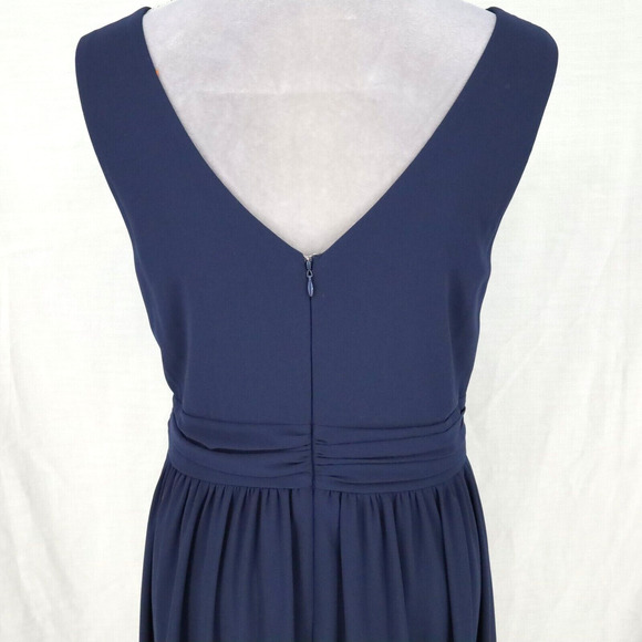 Lulus Gown Womens XL Navy Blue Stretch Knit Faux Wrap Dress Sleeveless Back Zip - Picture 7 of 13